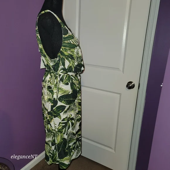 H & M Safari  style  faux-wrap Sleeveless Dress Sz: Large  NWT - Picture 4 of 12